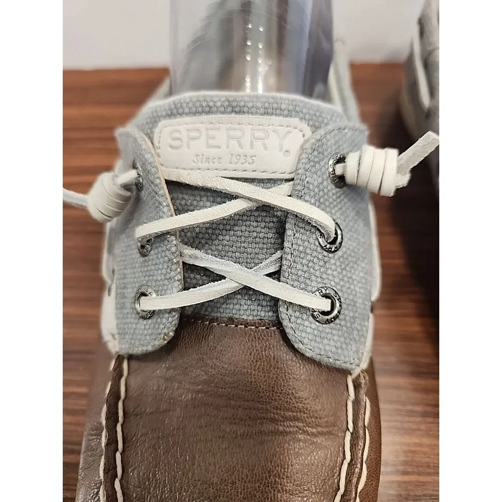 Sperry STS97722  Boat Dock Side Slip On Shoe Grey Brown Cream‎ Mens 9 Woman's 11